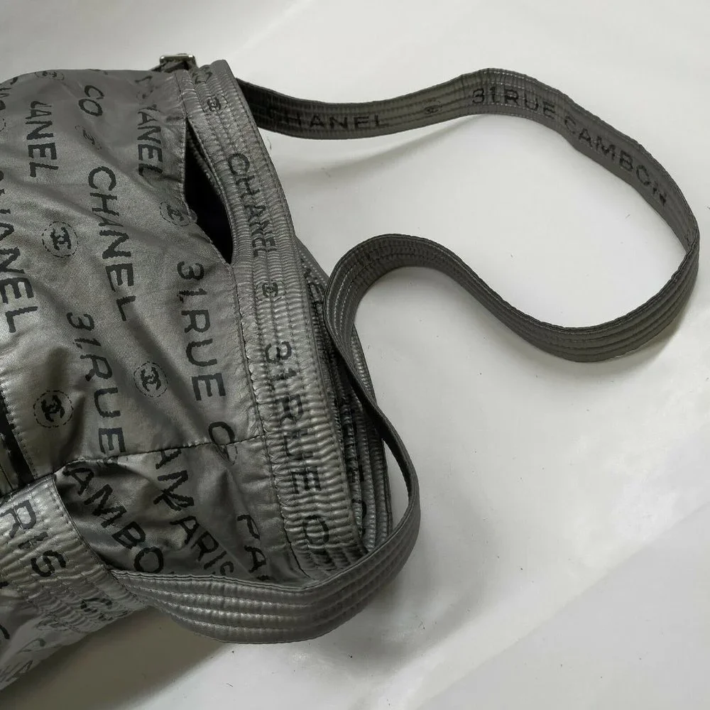 authentic Chanel Shoulder Bag Metalic Nylon